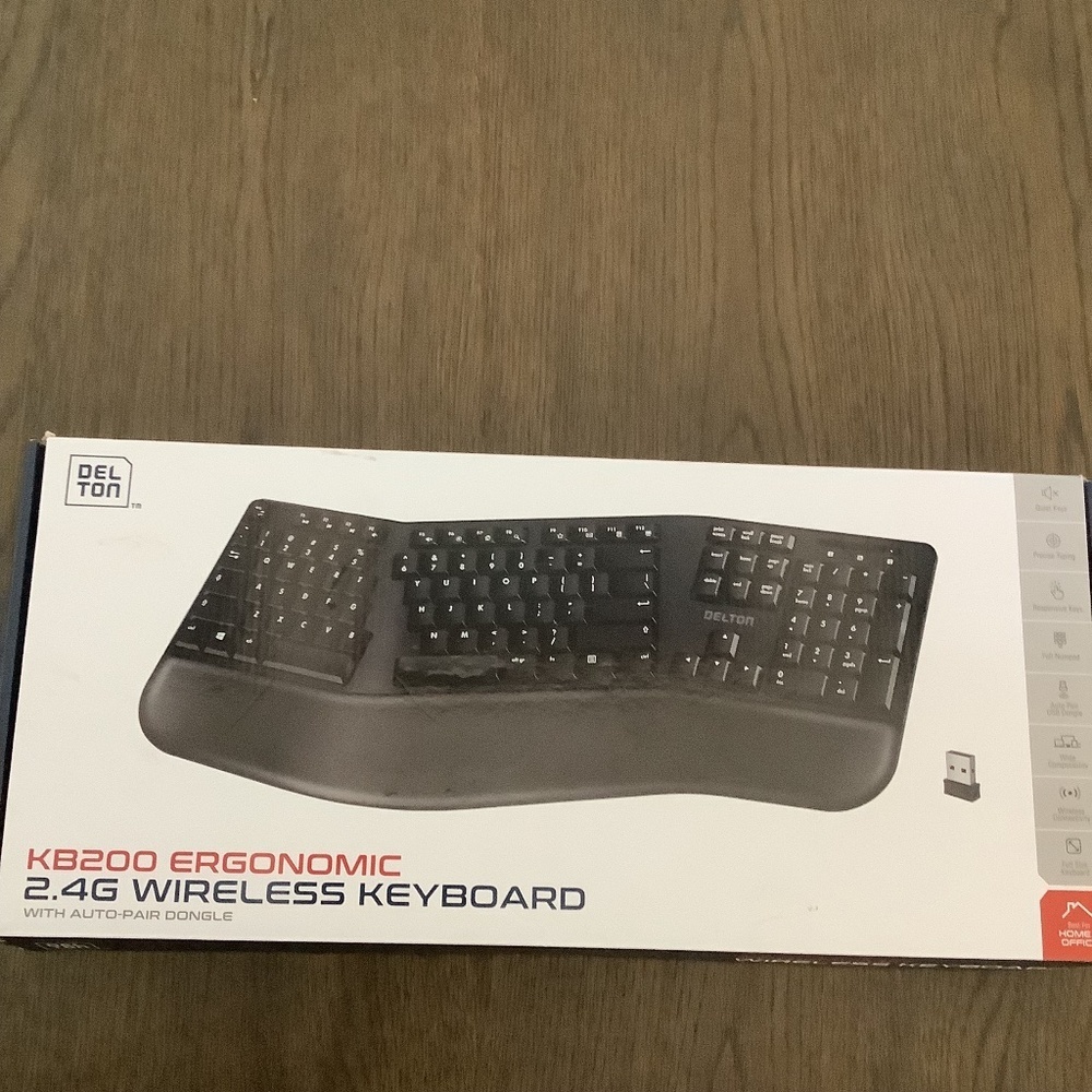 Delton KB200 Ergonomic 2.4G Wireless KEYBOARD ONLY No Dongle‎ - NEW